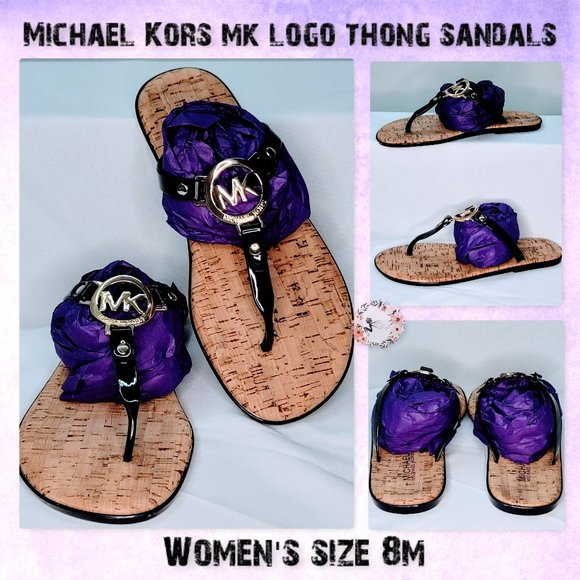 Michael Kors Shoes - 💕Michael Kors MK Gold Logo Thong Sandals size 8M